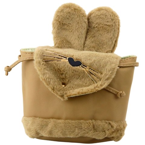 Plecak Dziecięcy Pluszowy Uszy Regulowany Pasek Beżowy 22cm 4L LEAN