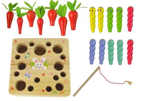 Drewniana Gra Marchewki Dżdżownica Magnes Wędka LEAN Toys