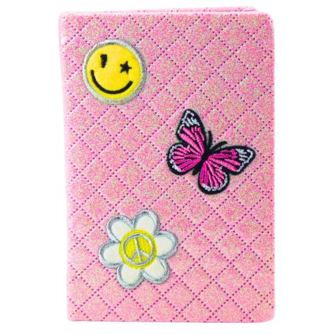 Notatnik W Linie Brokatowy Naszywki Różowy B6 80 Kartek LEAN