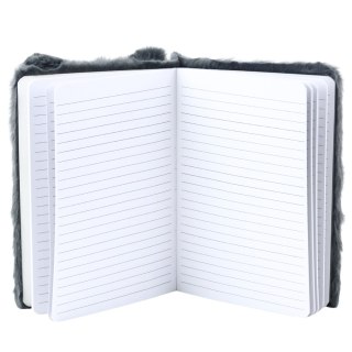 Pluszowy Zeszyt Notatnik W Linie Lisek Szary A5 80 Kartek LEAN