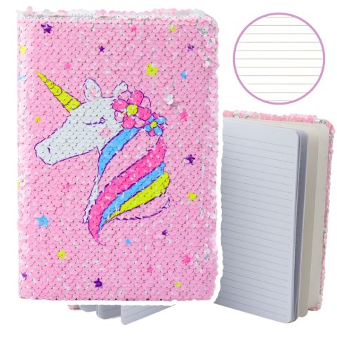Zeszyt Notatnik W Linie Cekiny Dwukolorowe Jednorożec A5 80 Kartek LEAN