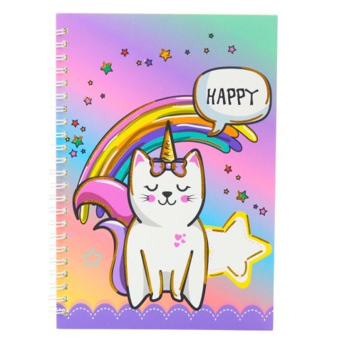 Zeszyt Notatnik W Linie Kot Jednorożec Kolorowy A5 60 Kartek LEAN