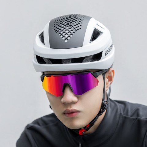 Okulary rowerowe polaryzacyjne z filtrem UV i wkładką korekcyjną - fioletowe ROCKBROS