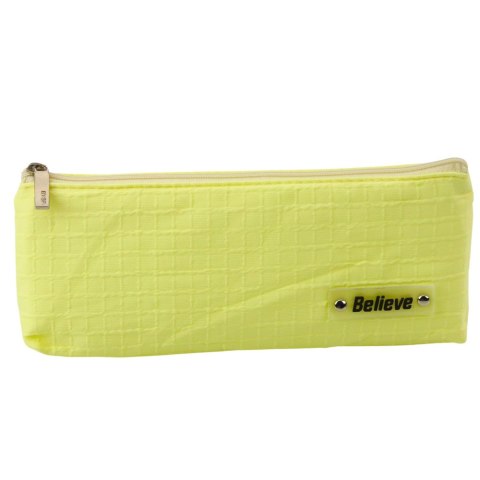 Piórnik Szkolny Biurowy Jednokomorowy Tłoczona Kratka Żółty 21x9,5cm LEAN