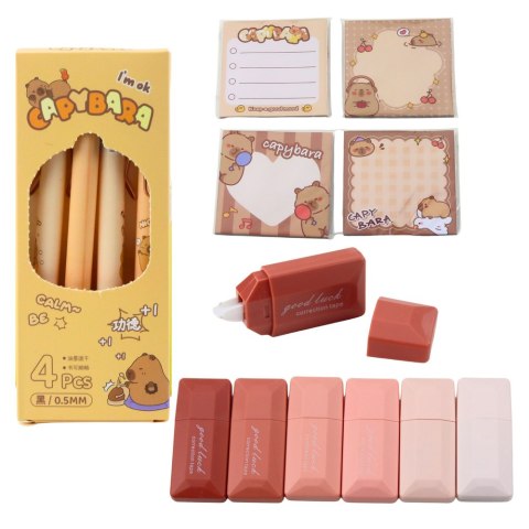 Piórnik Szkolny Dwukomorowy Z Kieszonkami Dodatki Kapibara 21x12 cm LEAN