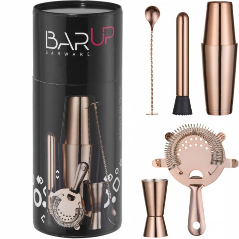 Zestaw barmański w tubie shaker jigger sitko muddler łyżka - miedziany Bar Up