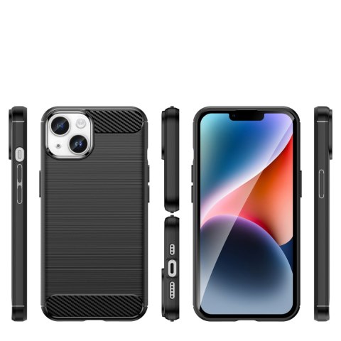 Etui elastyczny żelowy pokrowiec na tył plecki do iPhone 14 Plus Carbon Case - czarny HURTEL