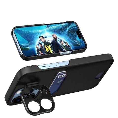 Etui pokrowiec portfel na kartę z podstawką na Samsung Galaxy S23+ Leather Stand Case - czarny HURTEL