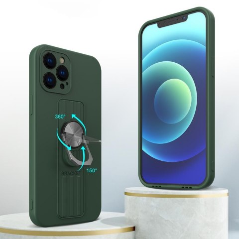 Silikonowe etui z uchwytem na palec i podstawką do Xiaomi Poco M4 Pro 5G Ring Case - czarny HURTEL