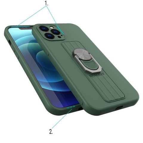 Silikonowe etui z uchwytem na palec i podstawką do Xiaomi Poco M4 Pro 5G Ring Case - czarny HURTEL