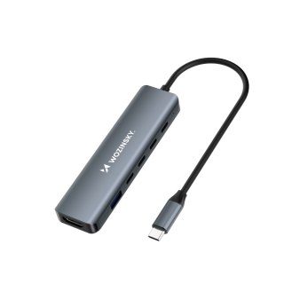 6w1 Hub rozdzielacz USB-A USB-C DisplayPort HDMI - szary WOZINSKY