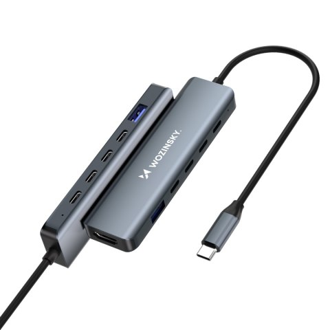 6w1 Hub rozdzielacz USB-A USB-C DisplayPort HDMI - szary WOZINSKY