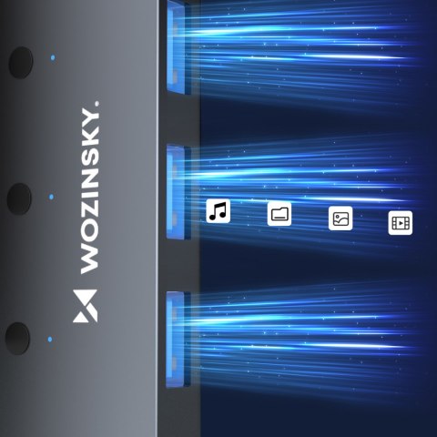 Hub rozdzielacz 4x USB-A z włącznikami aluminiowy - szary WOZINSKY