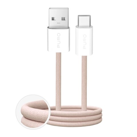 Kabel przewód USB-A - USB-C w oplocie Fabrik 10W 1.5m - beżowy PURO