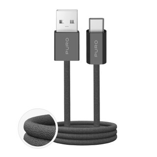Kabel przewód USB-A - USB-C w oplocie Fabrik 2.0 10W 1.5 m - ciemnozielony PURO