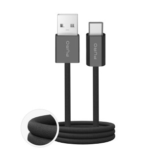 Kabel przewód USB-A - USB-C w oplocie Fabrik 2.0 10W 1.5 m - czarny PURO