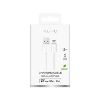 Kabel przewód USB-A - iPhone Lightning TPE 12W 2m - biały PURO