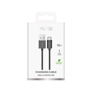 Kabel przewód USB-A - microUSB TPE 12W 1m - czarny PURO