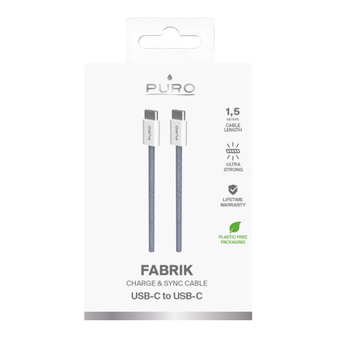 Kabel przewód USB-C 60W 1.5m - niebieski PURO