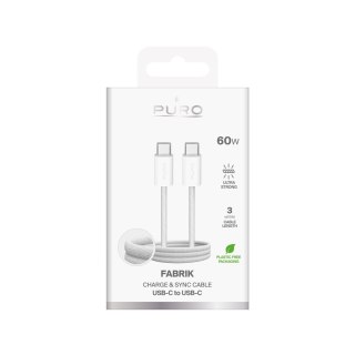 Kabel przewód USB-C w oplocie Fabrik 4 240W 1m - biały PURO