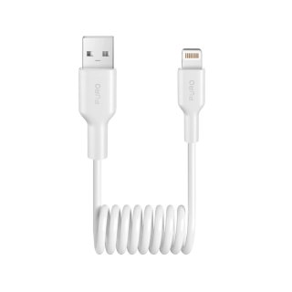 Kabel przewód spiralny USB-A - iPhone Lightning 12W 1m - biały PURO