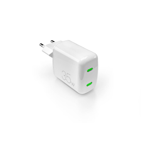 Ładowarka sieciowa 2xUSB-C GaN 35W MiniPro - biała PURO