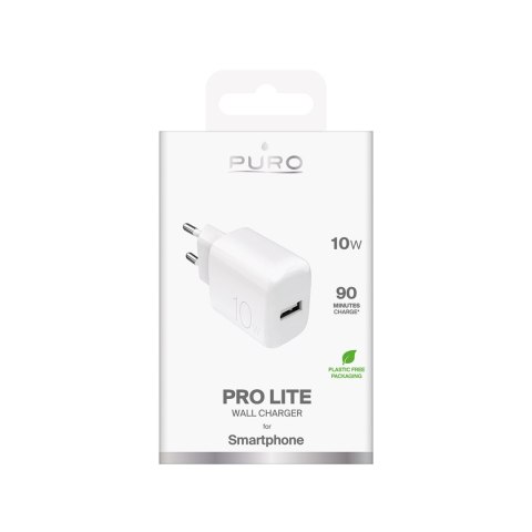 Ładowarka sieciowa USB-A PROLITE 10W - biała PURO