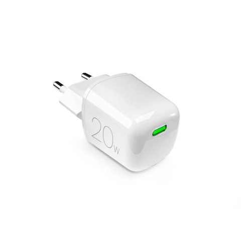 Ładowarka sieciowa USB-C GaN 20W - biała PURO