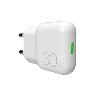 Ładowarka sieciowa USB-C GaN 30W - biała PURO
