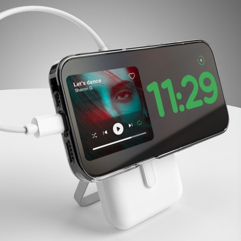 Powerbank bezprzewodowy 10000mAh USB-C MagSafe z podstawką - biały PURO