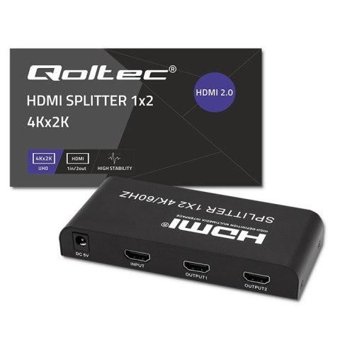 Aktywny rozdzielacz Splitter 2 x HDMI 4K x 2K | 6Gb/s | 60Hz Qoltec