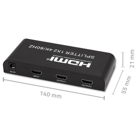 Aktywny rozdzielacz Splitter 2 x HDMI 4K x 2K | 6Gb/s | 60Hz Qoltec