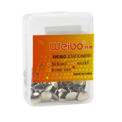 Zestaw Pinezki Z Płaską Główką Biurowe Szkolne Srebrne 40szt. LEAN