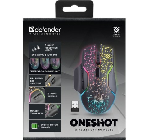 Mysz gamingowa bezprzewodowa OneShot GM-067 3200 DPI 7P Defender
