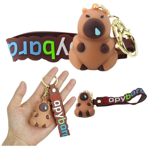Brelok Figurka Kapibara Brązowa Zawieszka Karabińczyk Kółko LEAN TOYS
