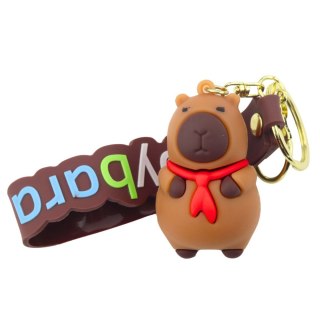 Brelok Figurka Kapibara Z Czerwoną Chustką Zawieszka Karabińczyk Kółko LEAN TOYS