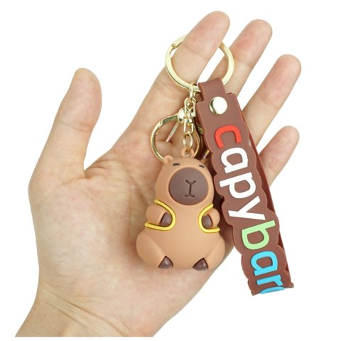 Brelok Figurka Kapibara Z Żółtym Plecakiem Zawieszka Karabińczyk Kółko LEAN TOYS