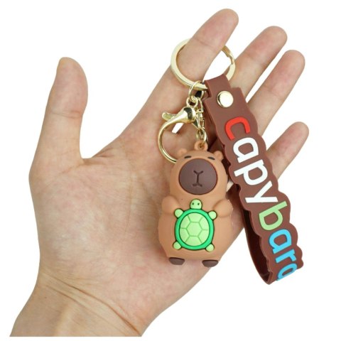 Brelok Figurka Kapibara Z Żółwiem Zawieszka Karabińczyk Kółko LEAN TOYS