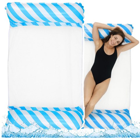 Dmuchany Hamak Wodny Materac Leżak Biało-Niebieski 120x70cm LEAN
