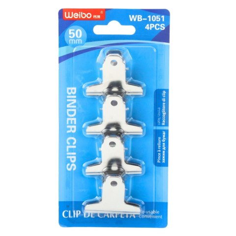 Zestaw Metalowych Klipsów Spinaczy Biurowych 4szt 50mm LEAN