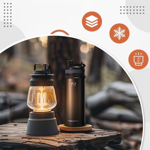 Bidon rowerowy butelka termiczna na napoje stal nierdzewna 530ml - czarny ROCKBROS