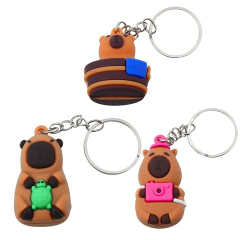 Brelok Zawieszka Kapibara Z Żółwiem Aparatem W Wannie Kółko Mix LEAN TOYS
