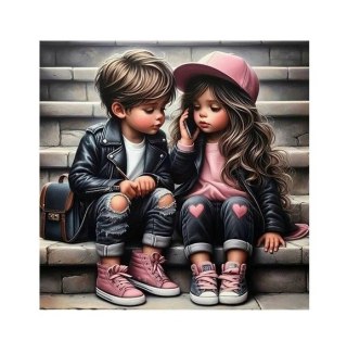 Diamentowa mozaika - Dziewczynka i chłopiec na schodach Norimpex