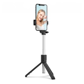 Selfie stick teleskopowy z pilotem stojak tripod na telefon 0.7m - czarny HURTEL