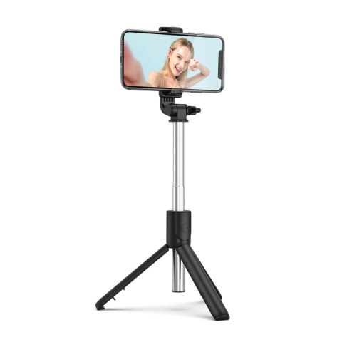 Selfie stick teleskopowy z pilotem stojak tripod na telefon 0.7m - czarny HURTEL