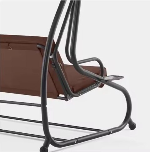 Huśtawka Czteroosobowa Ogrodowa Bujana Daszek Wolnostojąca Brązowa LEAN