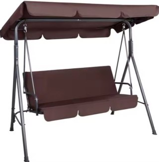 Huśtawka Trzyosobowa Ogrodowa Bujana Materac Brązowa LEAN