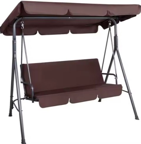 Huśtawka Trzyosobowa Ogrodowa Bujana Materac Brązowa LEAN