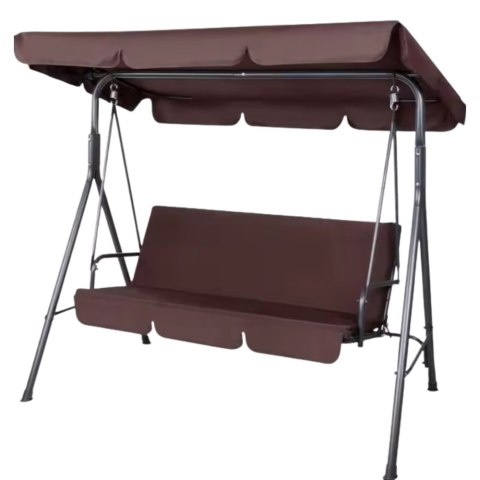Huśtawka Trzyosobowa Ogrodowa Bujana Materac Brązowa LEAN