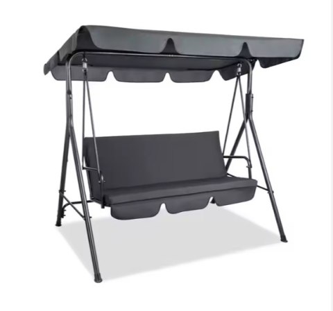 Huśtawka Trzyosobowa Ogrodowa Bujana Materac Szara LEAN